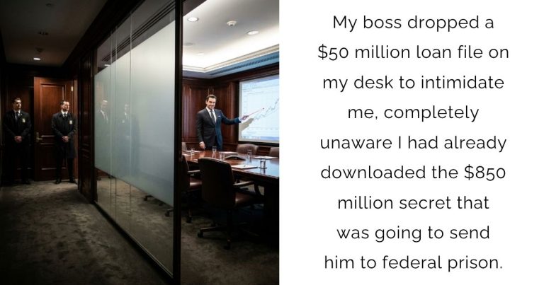 My boss dropped a $50 million loan file on my desk to intimidate me, completely unaware I had already downloaded the $850 million secret that was going to send him to federal prison.