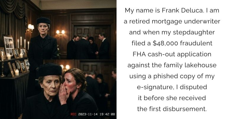 My name is Frank Deluca. I am a retired mortgage underwriter and when my stepdaughter filed a $48,000 fraudulent FHA cash-out application against the family lakehouse using a phished copy of my e-signature, I disputed it before she received the first disbursement.