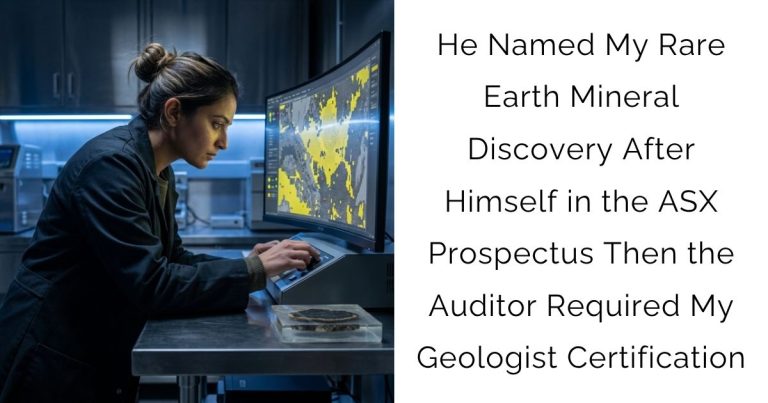 He Named My Rare Earth Mineral Discovery After Himself in the ASX Prospectus Then the Auditor Required My Geologist Certification