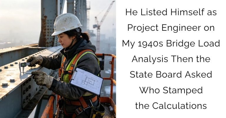 He Listed Himself as Project Engineer on My 1940s Bridge Load Analysis Then the State Board Asked Who Stamped the Calculations