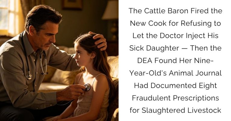 The Cattle Baron Fired the New Cook for Refusing to Let the Doctor Inject His Sick Daughter — Then the DEA Found Her Nine-Year-Old’s Animal Journal Had Documented Eight Fraudulent Prescriptions for Slaughtered Livestock