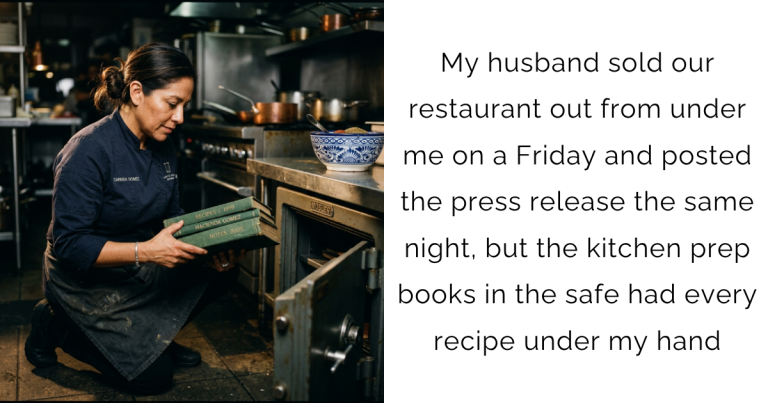 My husband sold our restaurant out from under me on a Friday and posted the press release the same night, but the kitchen prep books in the safe had every recipe under my hand