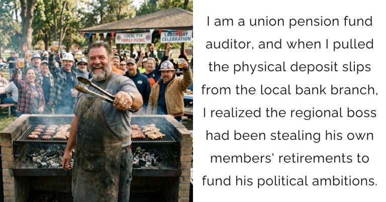 I am a union pension fund auditor, and when I pulled the physical deposit slips from the local bank branch, I realized the regional boss had been stealing his own members’ retirements to fund his political ambitions.