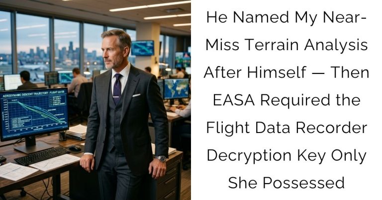 He Named My Near-Miss Terrain Analysis After Himself — Then EASA Required the Flight Data Recorder Decryption Key Only She Possessed