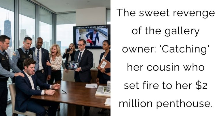 The sweet revenge of the gallery owner: ‘Catching’ her cousin who set fire to her $2 million penthouse.