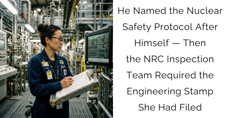 He Named the Nuclear Safety Protocol After Himself — Then the NRC Inspection Team Required the Engineering Stamp She Had Filed