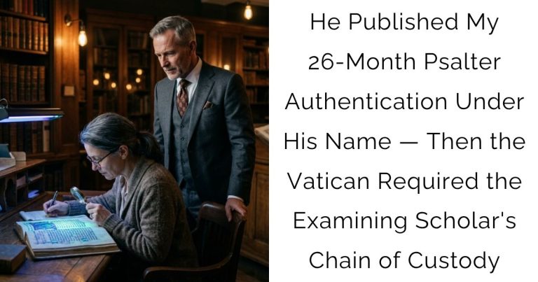 He Published My 26-Month Psalter Authentication Under His Name — Then the Vatican Required the Examining Scholar’s Chain of Custody