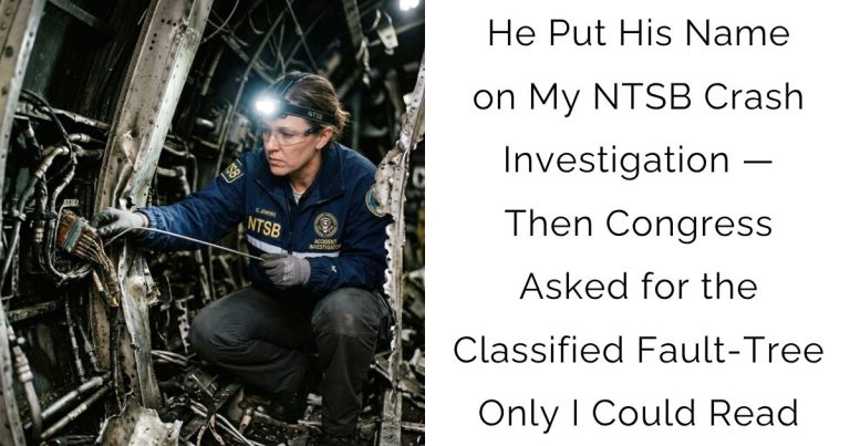 He Put His Name on My NTSB Crash Investigation — Then Congress Asked for the Classified Fault-Tree Only I Could Read
