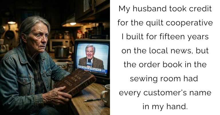 My husband took credit for the quilt cooperative I built for fifteen years on the local news, but the order book in the sewing room had every customer’s name in my hand.