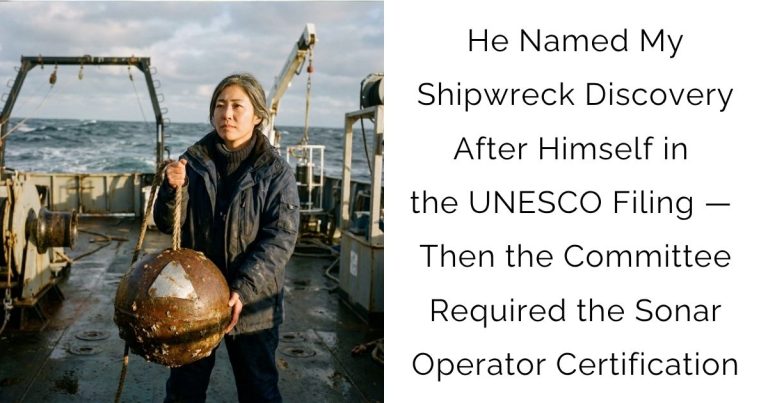 He Named My Shipwreck Discovery After Himself in the UNESCO Filing — Then the Committee Required the Sonar Operator Certification