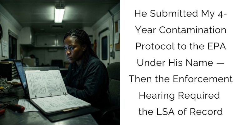 He Submitted My 4-Year Superfund Contamination Protocol to the EPA — Then the Hearing Required the Licensed Site Assessor of Record