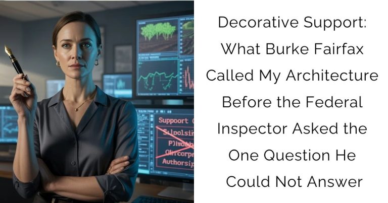 Decorative Support: What Burke Fairfax Called My Architecture Before the Federal Inspector Asked the One Question He Could Not Answer