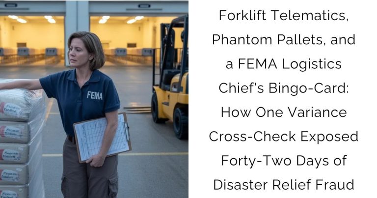 Forklift Telematics, Phantom Pallets, and a FEMA Logistics Chief’s Bingo-Card: How One Variance Cross-Check Exposed Forty-Two Days of Disaster Relief Fraud
