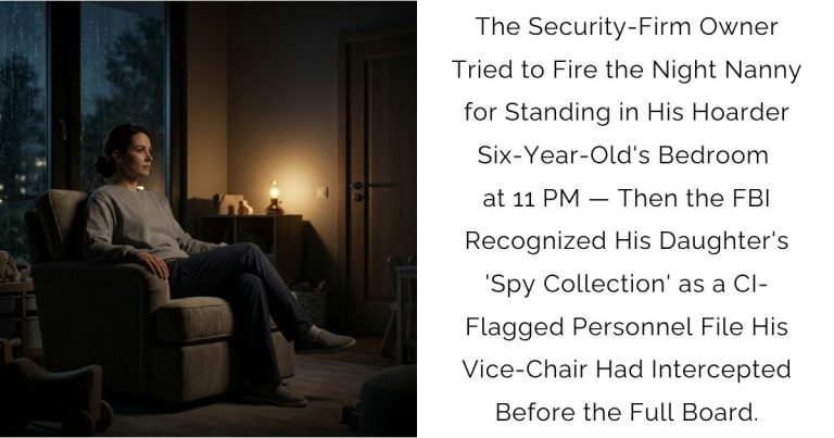 The Security-Firm Owner Tried to Fire the Night Nanny for Standing in His Hoarder Six-Year-Old’s Bedroom at 11 PM — Then the FBI Recognized His Daughter’s ‘Spy Collection’ as a CI-Flagged Personnel File His Vice-Chair Had Intercepted Before the Full Board.