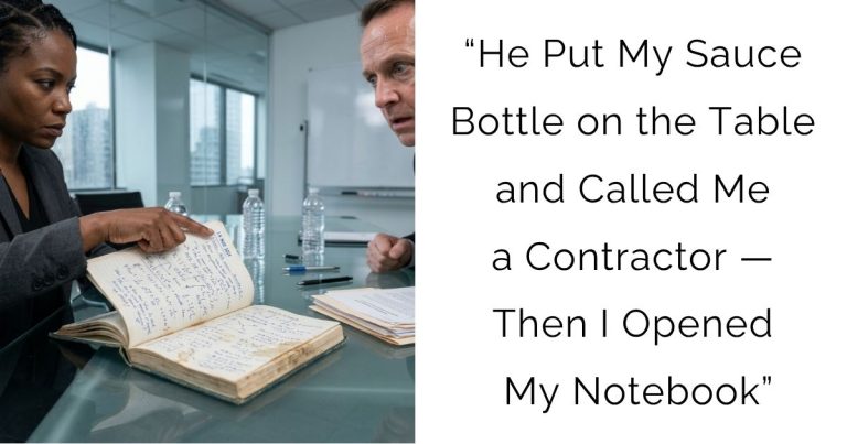 “He Put My Sauce Bottle on the Table and Called Me a Contractor — Then I Opened My Notebook”