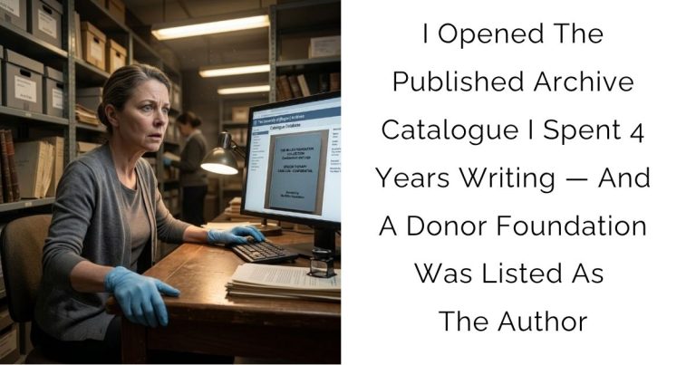 I Opened The Published Archive Catalogue I Spent 4 Years Writing — And A Donor Foundation Was Listed As The Author