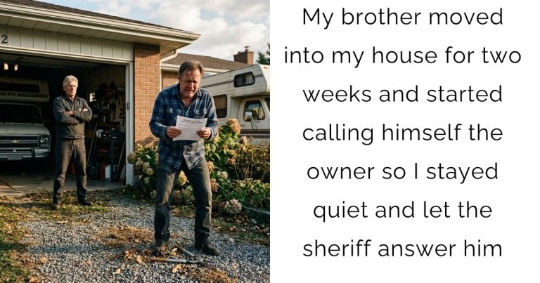 My brother moved into my house for two weeks and started calling himself the owner so I stayed quiet and let the sheriff answer him