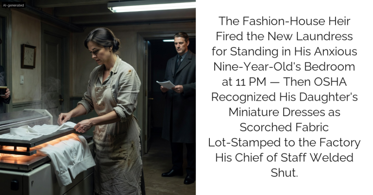 The Fashion-House Heir Fired the New Laundress for Standing in His Anxious Nine-Year-Old’s Bedroom at 11 PM — Then OSHA Recognized His Daughter’s Miniature Dresses as Scorched Fabric Lot-Stamped to the Factory His Chief of Staff Welded Shut.