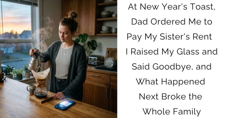 At New Year’s Toast, Dad Ordered Me to Pay My Sister’s Rent — I Raised My Glass and Said Goodbye, and What Happened Next Broke the Whole Family