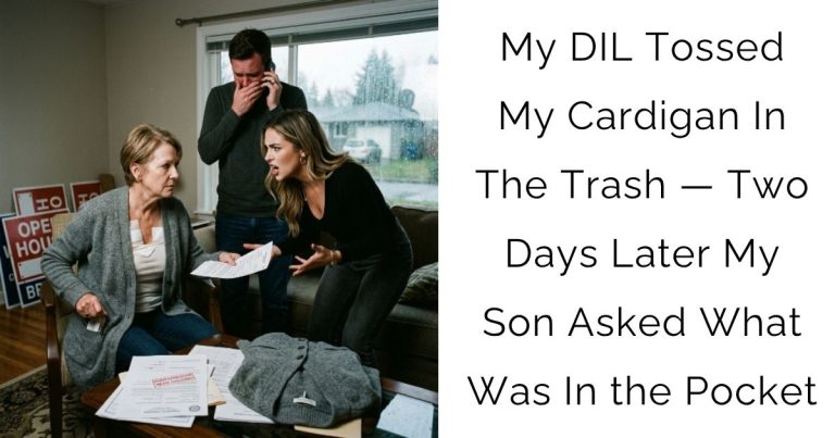 My DIL Tossed My Cardigan In The Trash — Two Days Later My Son Asked What Was In the Pocket