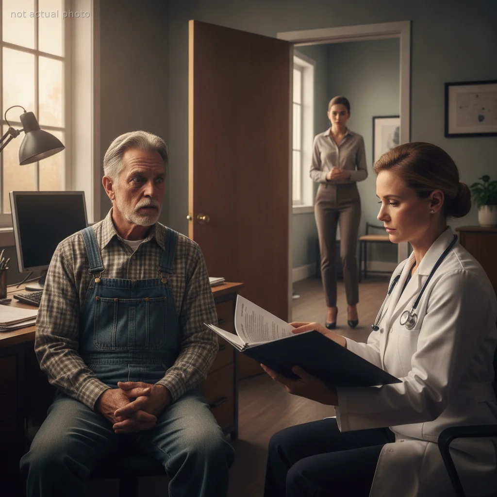 During my vasectomy consultation, the doctor asked my young wife to step out—then dropped a bombshell that exposed her sinister plan.