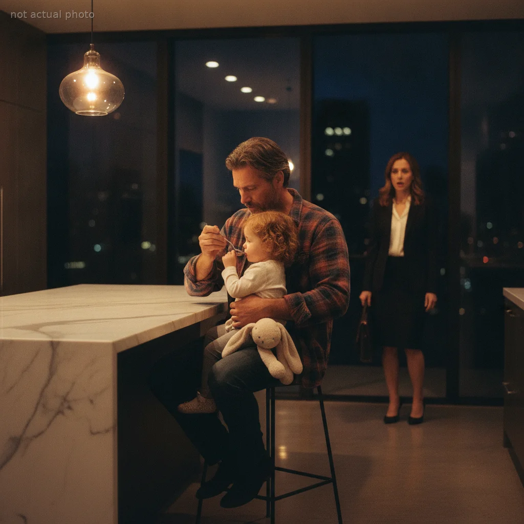 I Walked Into My Kitchen at Midnight and Found a Stranger Feeding My Daughter — She Had Never Looked at Anyone That Way Before