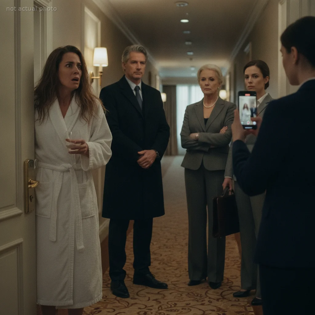My Wife Told Me Her Boss Was Paying for Her Hotel Suite Because She Owed Him a Fun Night, So I Texted Back Just One Line Asking for the Room Number — and the Next Morning She Opened That Door Expecting Room Service and Found Me Standing in the Hallway With His Wife, Corporate HR, and Our Daughter the Attorney, Recording Every Second