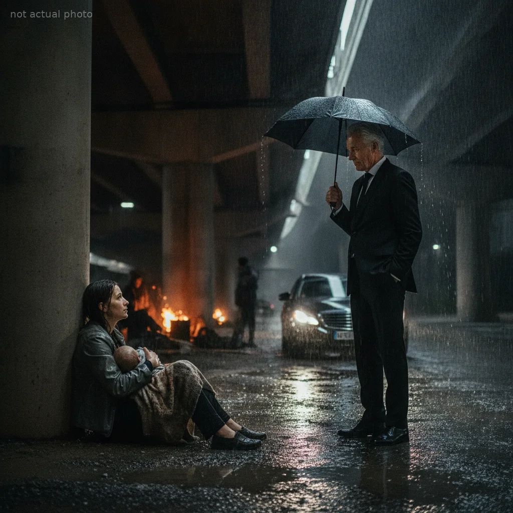 My Husband Left Me, My Own Parents Threw Me and My Baby Out Twice, and We Ended Up Sleeping Under a Highway Bridge in the Freezing Rain — Until a Tall Stranger in a Black Suit Walked Out of the Storm, Looked Me in the Eye, and Said Four Words I Was Told Were Impossible: