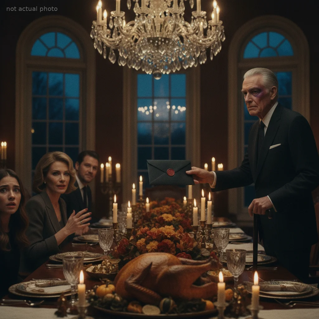 My Billionaire Grandpa Walked Into Thanksgiving With a Black Eye — Then He Handed My Mother a Black Envelope, and Her Smile Died