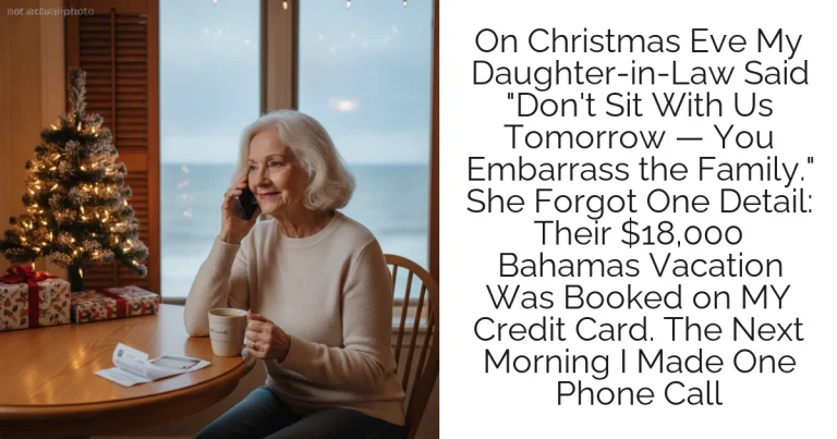 On Christmas Eve My Daughter-in-Law Said "Don't Sit With Us Tomorrow — You Embarrass the Family." She Forgot One Detail: Their $18,000 Bahamas Vacation Was Booked on MY Credit Card. The Next Morning I Made One Phone Call
