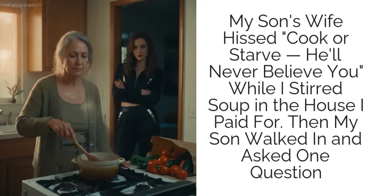 My Son's Wife Hissed "Cook or Starve — He'll Never Believe You" While I Stirred Soup in the House I Paid For. Then My Son Walked In and Asked One Question