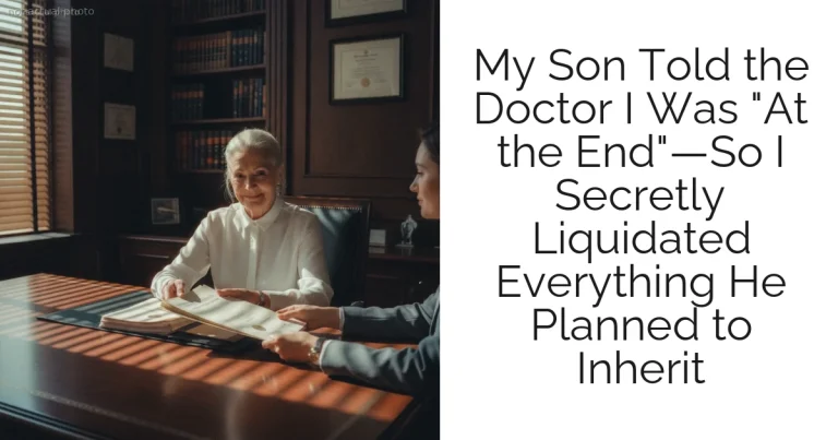 My Son Told the Doctor I Was "At the End"—So I Secretly Liquidated Everything He Planned to Inherit