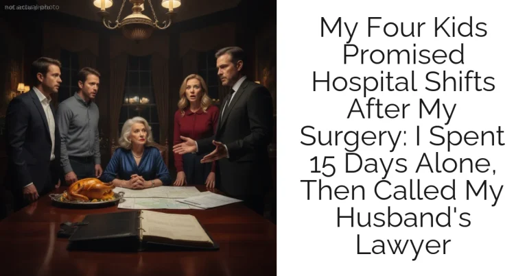 My Four Kids Promised Hospital Shifts After My Surgery: I Spent 15 Days Alone, Then Called My Husband's Lawyer