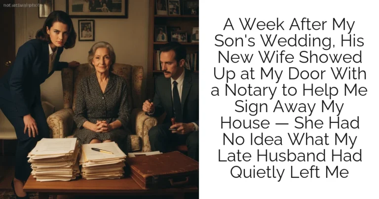 A Week After My Son's Wedding, His New Wife Showed Up at My Door With a Notary to Help Me Sign Away My House — She Had No Idea What My Late Husband Had Quietly Left Me