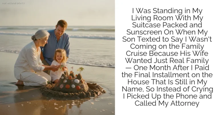 I Was Standing in My Living Room With My Suitcase Packed and Sunscreen On When My Son Texted to Say I Wasn't Coming on the Family Cruise Because His Wife Wanted Just Real Family — One Month After I Paid the Final Installment on the House That Is Still in My Name, So Instead of Crying I Picked Up the Phone and Called My Attorney