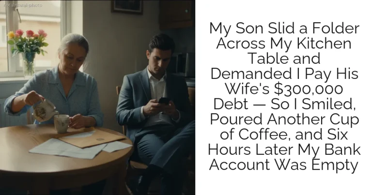 My Son Slid a Folder Across My Kitchen Table and Demanded I Pay His Wife's $300,000 Debt — So I Smiled, Poured Another Cup of Coffee, and Six Hours Later My Bank Account Was Empty