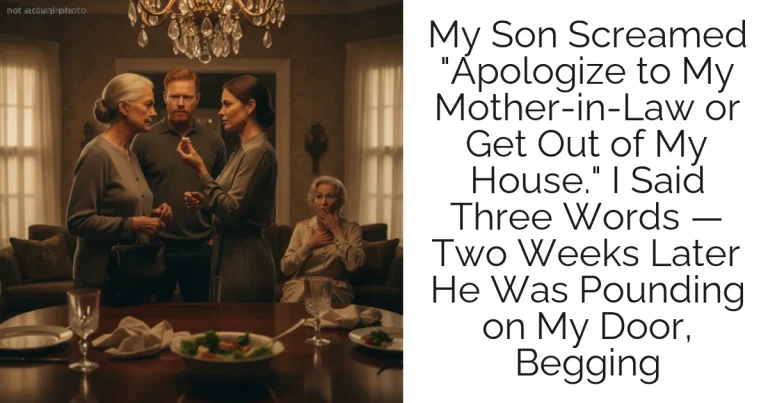 My Son Screamed "Apologize to My Mother-in-Law or Get Out of My House." I Said Three Words — Two Weeks Later He Was Pounding on My Door, Begging