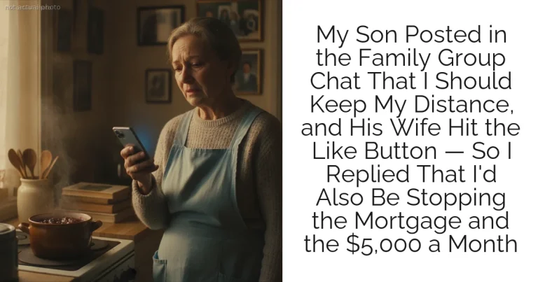 My Son Posted in the Family Group Chat That I Should Keep My Distance, and His Wife Hit the Like Button — So I Replied That I'd Also Be Stopping the Mortgage and the $5,000 a Month