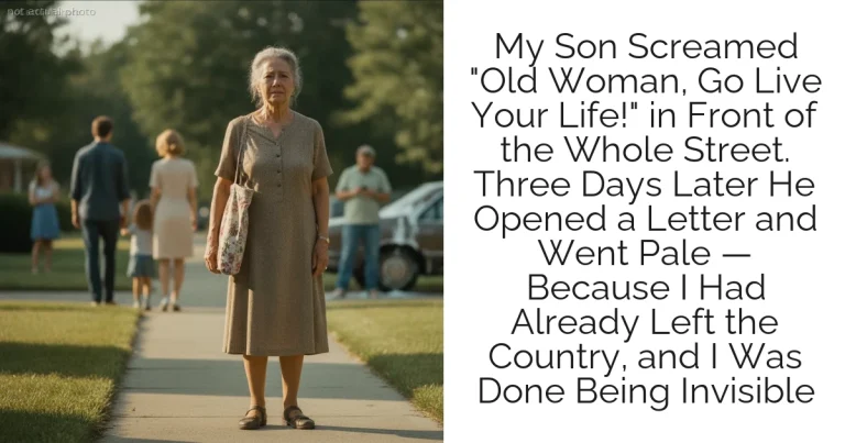 My Son Screamed "Old Woman, Go Live Your Life!" in Front of the Whole Street. Three Days Later He Opened a Letter and Went Pale — Because I Had Already Left the Country, and I Was Done Being Invisible