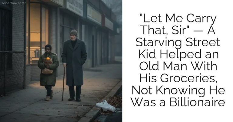 "Let Me Carry That, Sir" — A Starving Street Kid Helped an Old Man With His Groceries, Not Knowing He Was a Billionaire