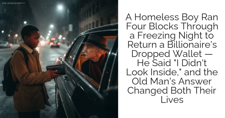 A Homeless Boy Ran Four Blocks Through a Freezing Night to Return a Billionaire's Dropped Wallet — He Said "I Didn't Look Inside," and the Old Man's Answer Changed Both Their Lives