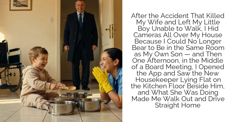 After the Accident That Killed My Wife and Left My Little Boy Unable to Walk, I Hid Cameras All Over My House Because I Could No Longer Bear to Be in the Same Room as My Own Son — and Then One Afternoon, in the Middle of a Board Meeting, I Opened the App and Saw the New Housekeeper Lying Flat on the Kitchen Floor Beside Him, and What She Was Doing Made Me Walk Out and Drive Straight Home