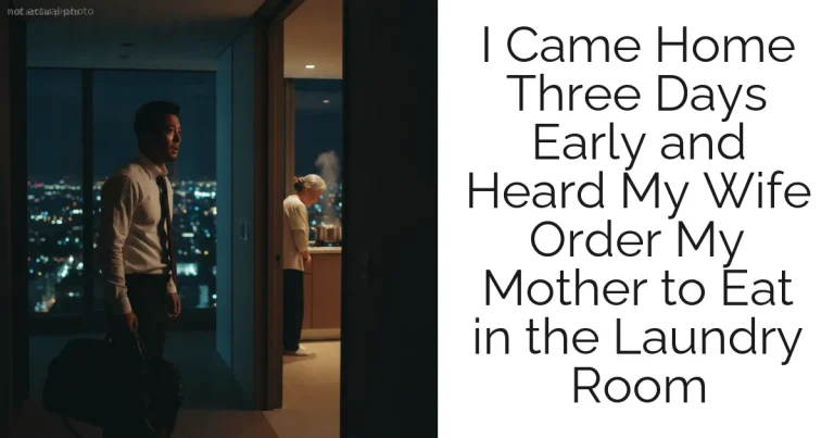 I Came Home Three Days Early and Heard My Wife Order My Mother to Eat in the Laundry Room