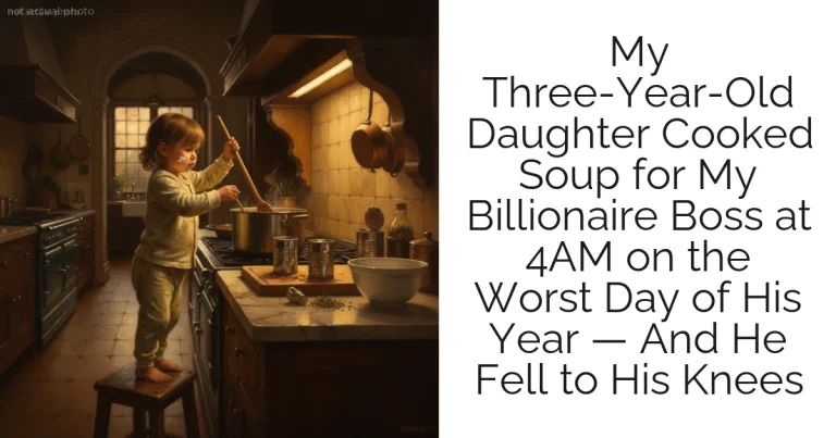 My Three-Year-Old Daughter Cooked Soup for My Billionaire Boss at 4AM on the Worst Day of His Year — And He Fell to His Knees