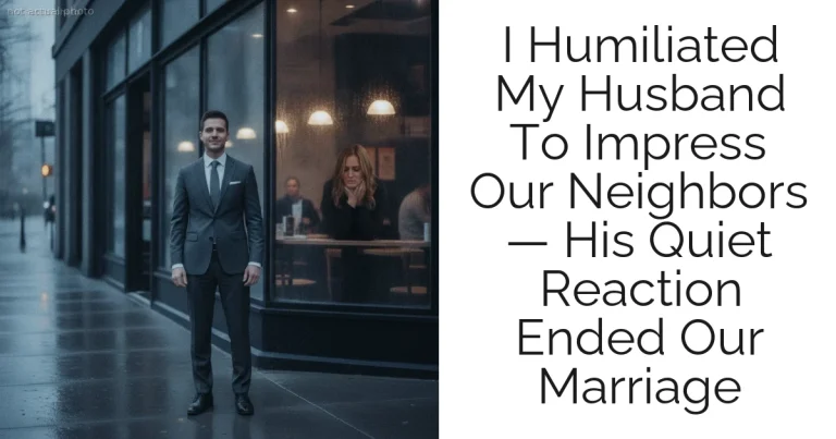 I Humiliated My Husband To Impress Our Neighbors — His Quiet Reaction Ended Our Marriage