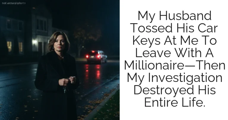 My Husband Tossed His Car Keys At Me To Leave With A Millionaire—Then My Investigation Destroyed His Entire Life.