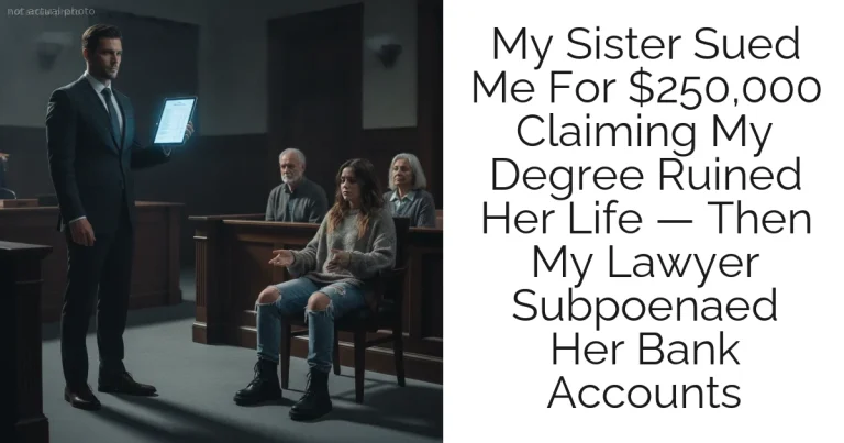 My Sister Sued Me For $250,000 Claiming My Degree Ruined Her Life — Then My Lawyer Subpoenaed Her Bank Accounts