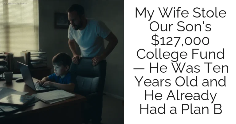 My Wife Stole Our Son's $127,000 College Fund — He Was Ten Years Old and He Already Had a Plan B