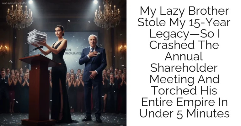 My Lazy Brother Stole My 15-Year Legacy—So I Crashed The Annual Shareholder Meeting And Torched His Entire Empire In Under 5 Minutes