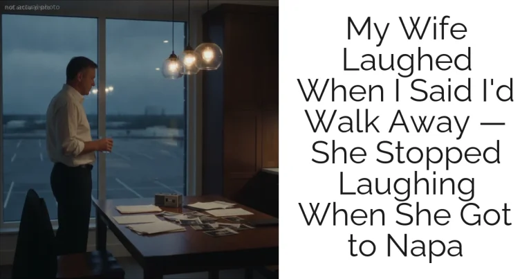 My Wife Laughed When I Said I'd Walk Away — She Stopped Laughing When She Got to Napa